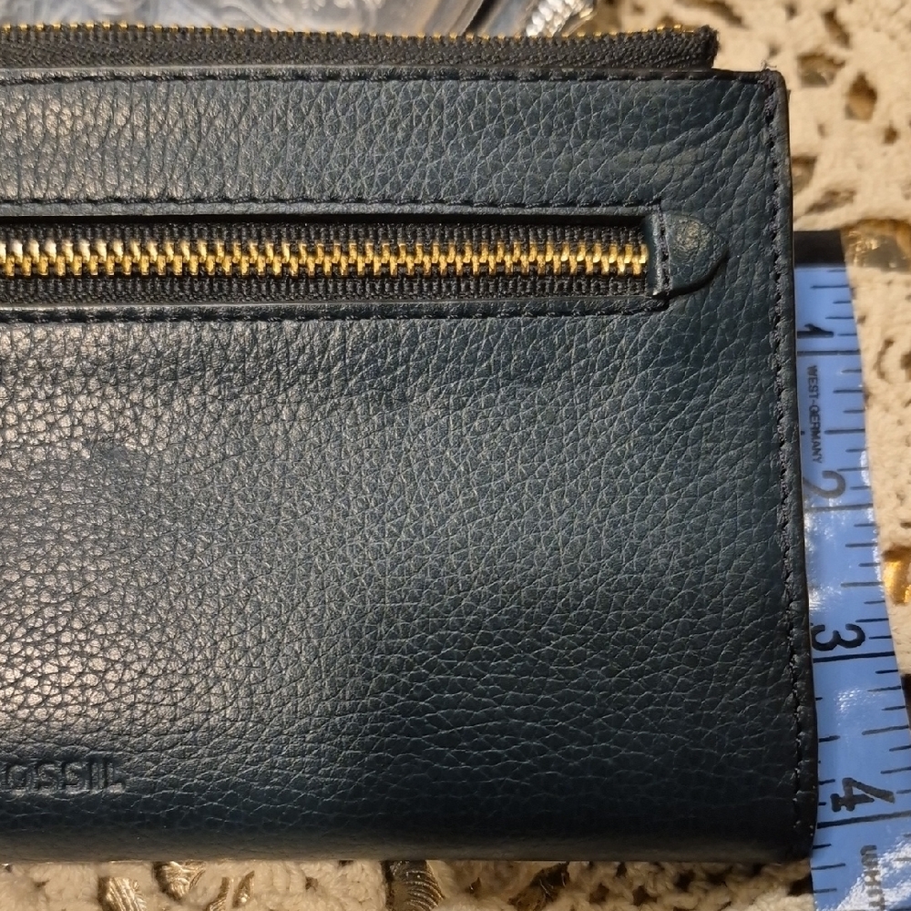 Fossil Dark Green Teal Leather Wallet - Picture 9 of 12